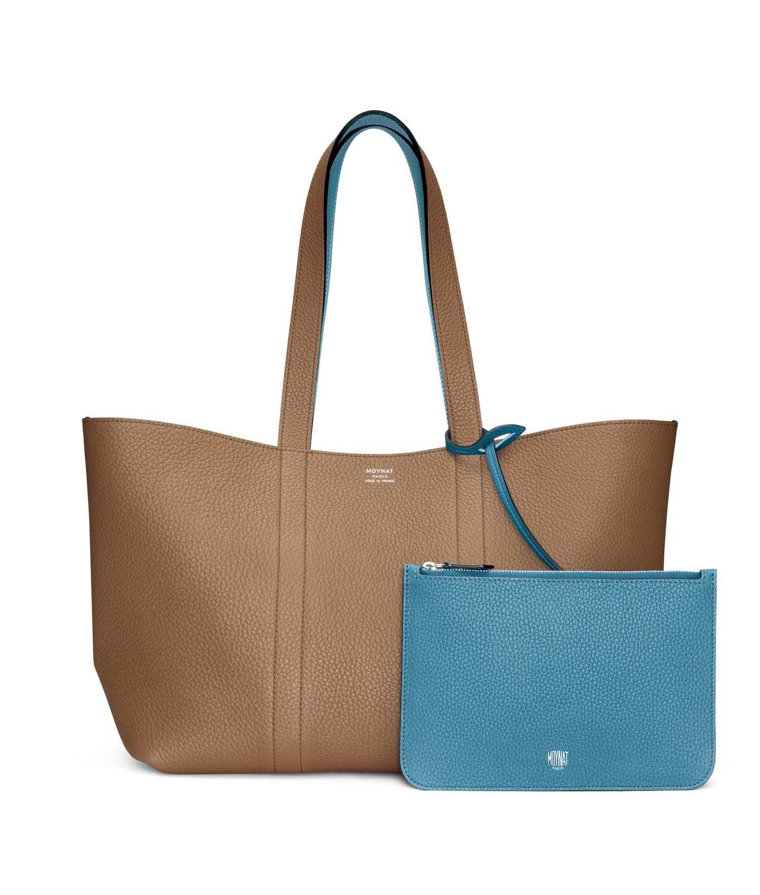 Moynat Paris - Duo Tote Bag Horizontal Handbag - Blue or Grey - in Leather - Luxury